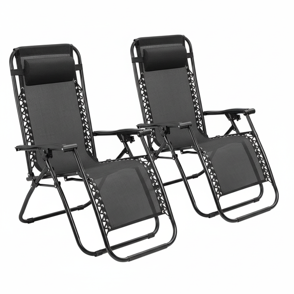 Adjustable Recliner/Lounger Zero Gravity Chairs - Set of 2