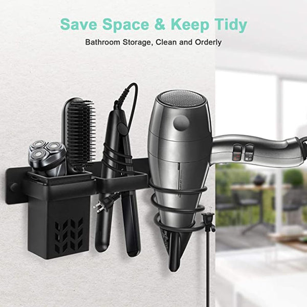 Wall-Mounted Hair Dryer & Styling Tool Organizer