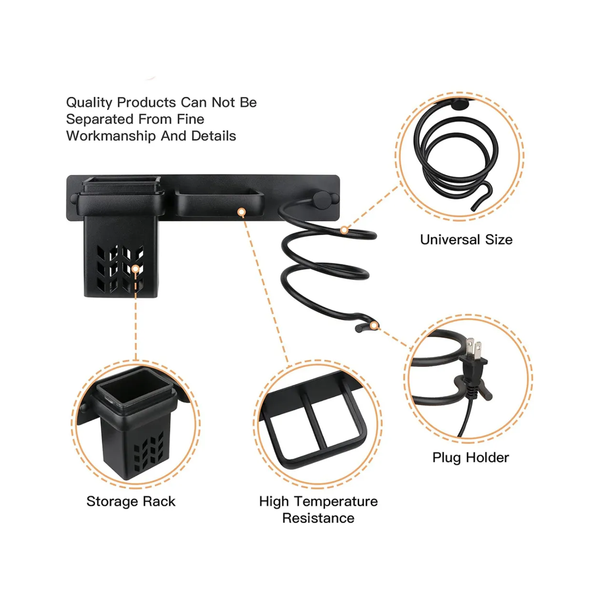 Wall-Mounted Hair Dryer & Styling Tool Organizer