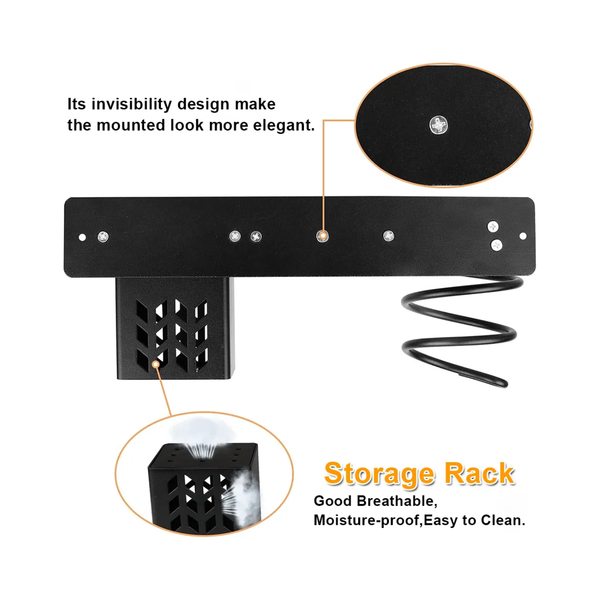 Wall-Mounted Hair Dryer & Styling Tool Organizer