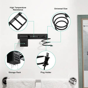 Wall-Mounted Hair Dryer & Styling Tool Organizer
