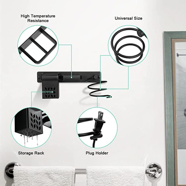 Wall-Mounted Hair Dryer & Styling Tool Organizer