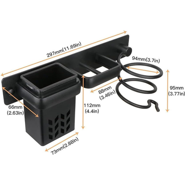 Wall-Mounted Hair Dryer & Styling Tool Organizer