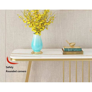 Aurelia Gold Console Table with Marble Top