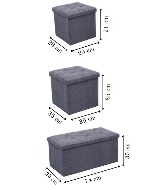 Foldable Tufted Ottoman Storage Box Set (Set of 3)