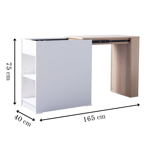 Averin Extendible Desk with Side Shelves