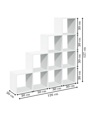Modular 10-Cube Staircase Display Shelf