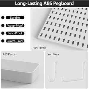 Wall-Mounted Pegboard Organizer with Hooks and Bins