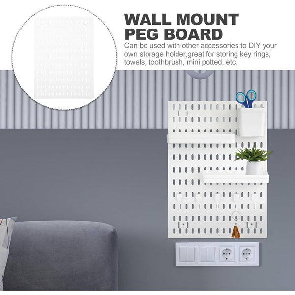 Wall-Mounted Pegboard Organizer with Hooks and Bins