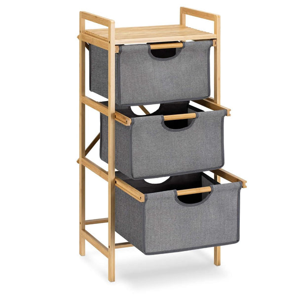 3-Tier Bamboo Home Storage Unit - Fabric Drawers