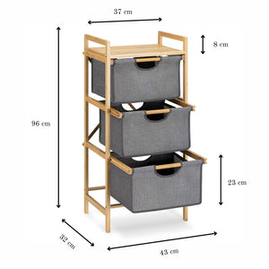 3-Tier Bamboo Home Storage Unit - Fabric Drawers
