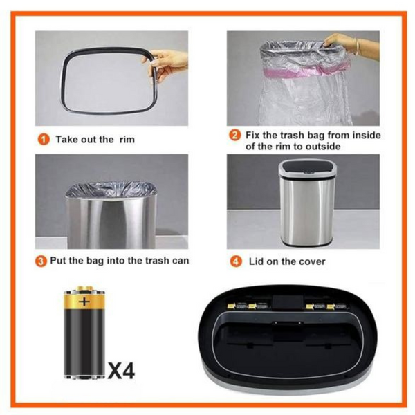 58L Touchless Sensor Bin – Stainless Steel