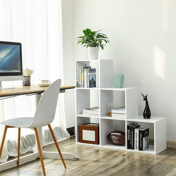 Modular 6-Cube Staircase Display Shelf