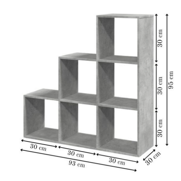 Modular 6-Cube Staircase Display Shelf