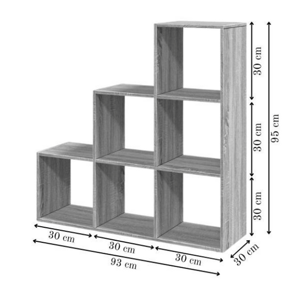Modular 6-Cube Staircase Display Shelf