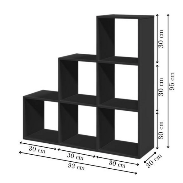 Modular 6-Cube Staircase Display Shelf