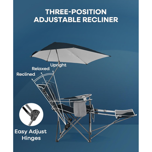 Reclining Camping Chair with Canopy and Footrest