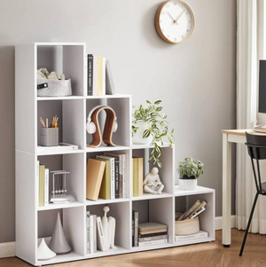 Modular 10-Cube Staircase Display Shelf