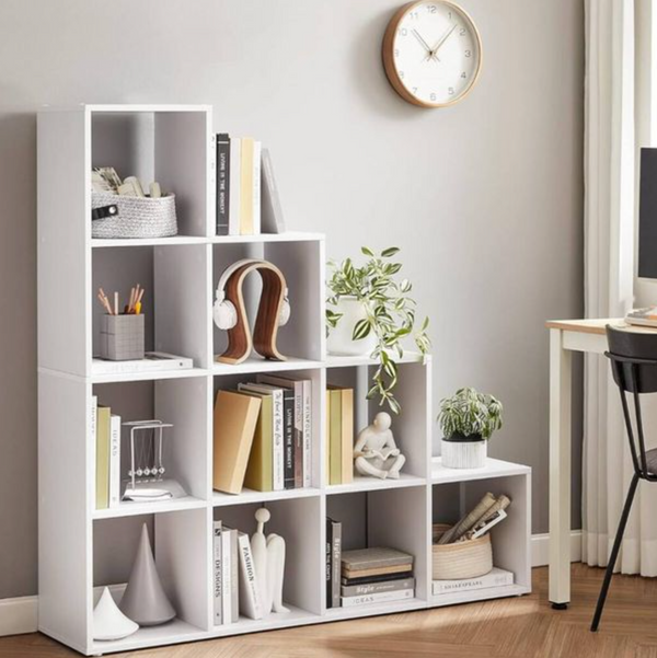 Modular 10-Cube Staircase Display Shelf