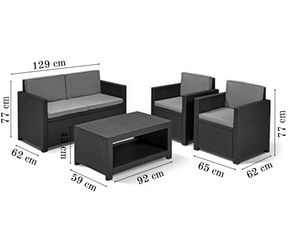 4-Seater Outdoor Rattan Garden Furniture Patio Set