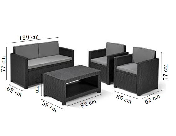 4-Seater Outdoor Rattan Garden Furniture Patio Set