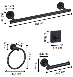 5-Piece Matte Black Bathroom Accessory Set
