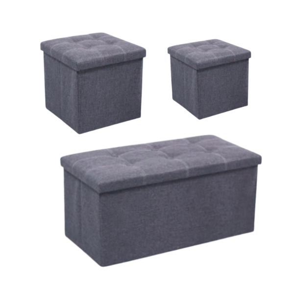 Foldable Tufted Ottoman Storage Box Set (Set of 3)