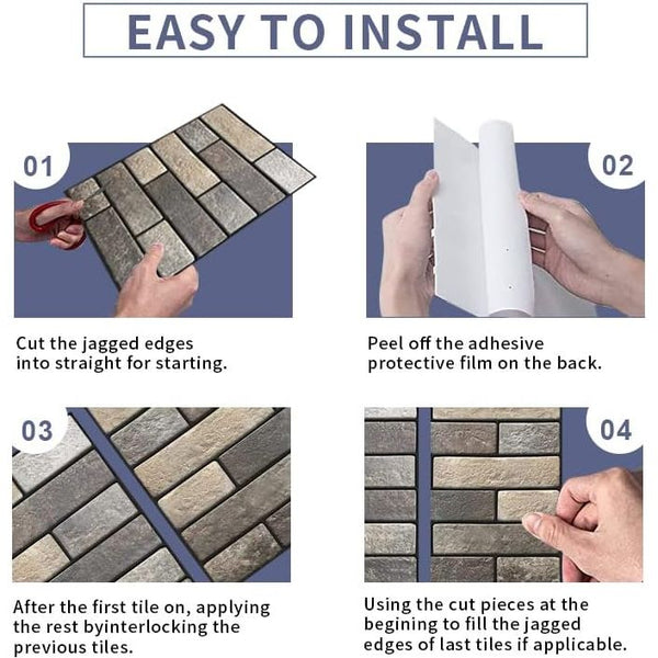 Greenstone Brick Wall Sticker Panels (6 Pack)