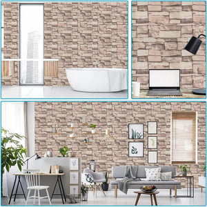 3D Stone-Look Wall Sticker Panels (Set of 6 Sheets)