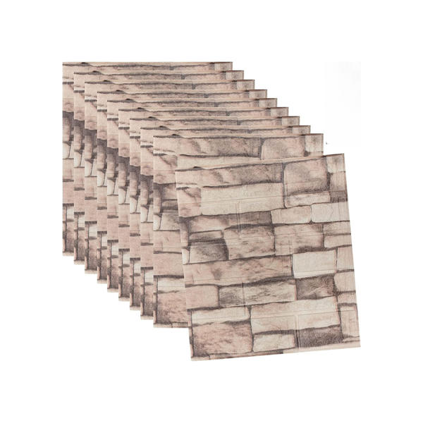 3D Stone-Look Wall Sticker Panels (Set of 6 Sheets)
