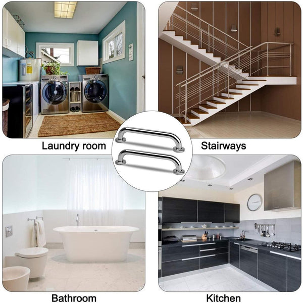 Stainless Steel Bathroom Grab Bar - Set of 2 (39cm & 42cm)