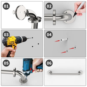 Stainless Steel Bathroom Grab Bar - Set of 2 (39cm & 42cm)