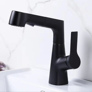 Vega Pull-Out Rotating Bathroom Mixer Tap - Matte Black