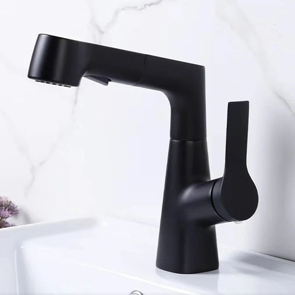 Vega Pull-Out Rotating Bathroom Mixer Tap - Matte Black