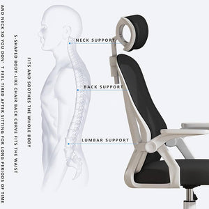 Ergonomic Office Chair with Adjustable Headrest and Lumbar Support