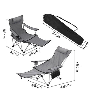 Foldable Reclining Camping Chair with Footrest