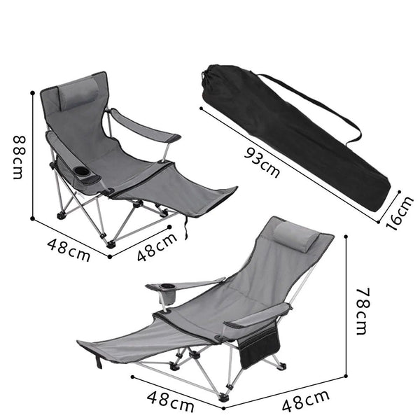 Foldable Reclining Camping Chair with Footrest