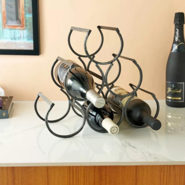 6-Bottle Pyramid Metal Wine Rack