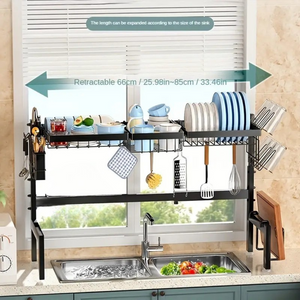 Expandable Heavy Duty Dish Rack with Telescopic Frame