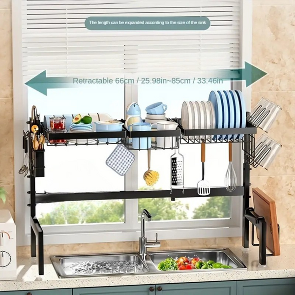 Expandable Heavy Duty Dish Rack with Telescopic Frame