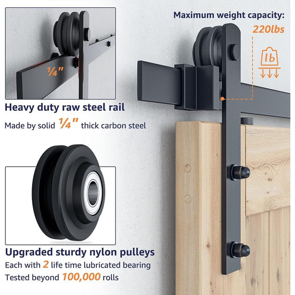 4m Sliding Double Barn Door Hardware Kit with Soft Close Mechanism