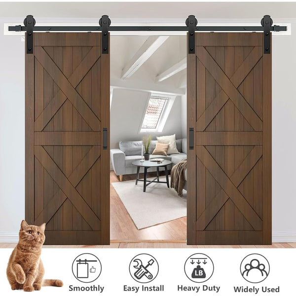 4m Sliding Double Barn Door Hardware Kit with Soft Close Mechanism