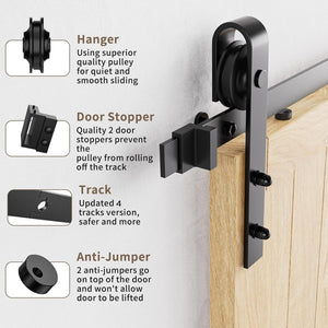 4m Sliding Double Barn Door Hardware Kit with Soft Close Mechanism