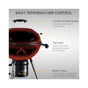 48cm Charcoal Kettle Braai Grill with Thermometer