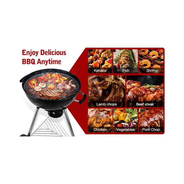 48cm Charcoal Kettle Braai Grill with Thermometer