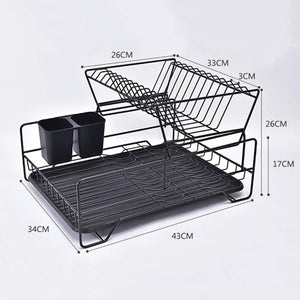 2-Tier Dish Drying Rack with Cutlery Holder
