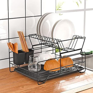 2-Tier Dish Drying Rack with Cutlery Holder