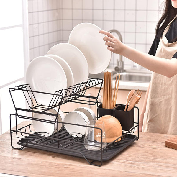 2-Tier Dish Drying Rack with Cutlery Holder