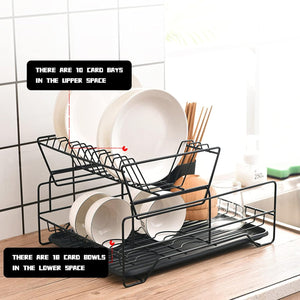 2-Tier Dish Drying Rack with Cutlery Holder