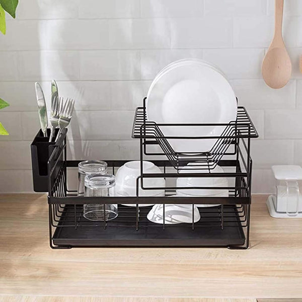 2-Tier Dish Drying Rack with Cutlery Holder